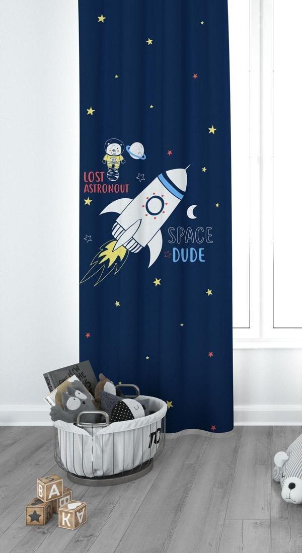 Cici Eko Astronot Çocuk Odası Perdesi Fon Perde - Image 1