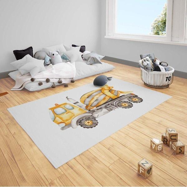 Cici Odam Çocuk Bebek Odası Halısı İnşaat Arabası Beton Mikser - Image 1
