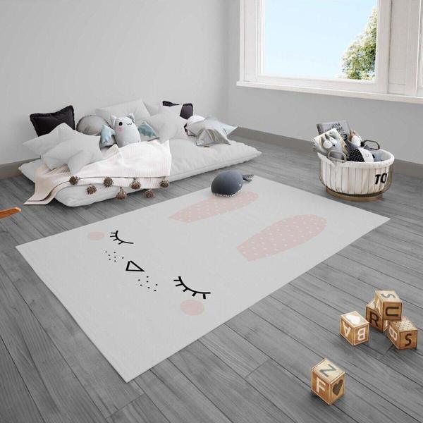 Cici Odam Çocuk Bebek Odası Halısı Uyuyan Kulaklı Tavşan - Image 1