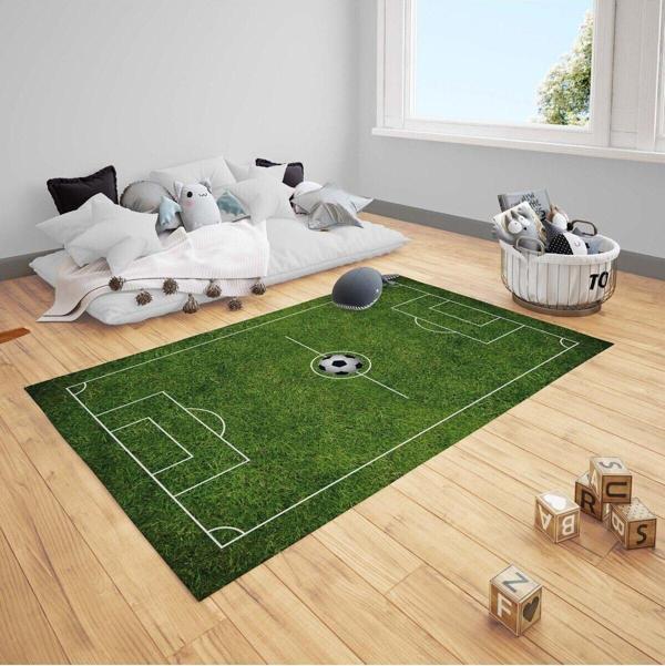 Cici Odam Çocuk Bebek Odası Halısı Toplu Futbol Çimen Sahası - Image 1