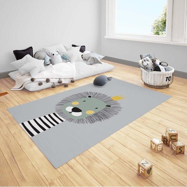 Cici Odam Çocuk Bebek Odası Halısı Taçlı Aslan - Image 1