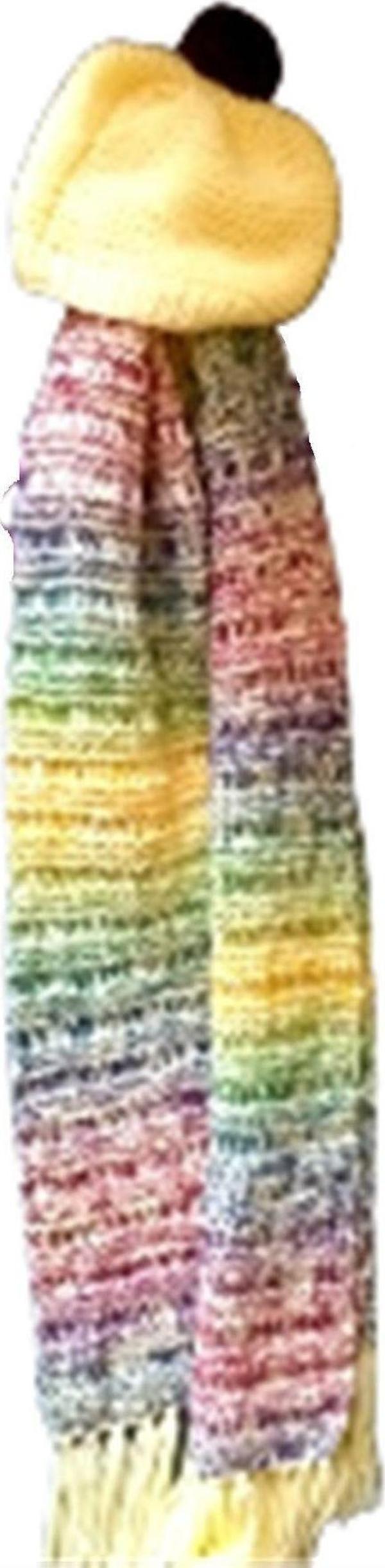 El&Ma Design El Örgüsü Çok Renkli Atkı & Bere Takımı - Image 1