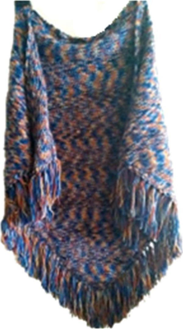 El&Ma Design El Örgüsü Çok Renkli Kırçıllı Battal Boy Şal (148 X 102) - Image 1