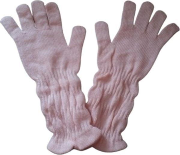 El&Ma Design Lastikli Büzgülü Triko Pembe Uzun Eldiven - Image 1