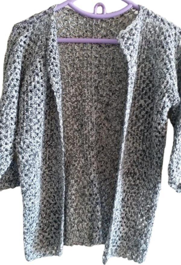 El&Ma Design El Örgüsü Etnik Otantik Gri Altıgen Hırka - Image 1