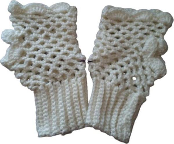 El&Ma Design El Örgüsü Parmaksız Lastikli Krem Eldiven - Image 1