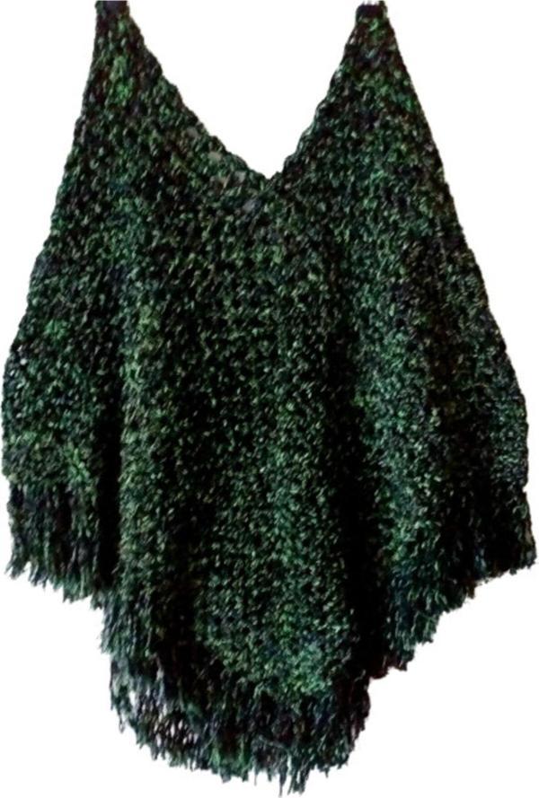 El&Ma Design El Örgüsü Sim Detaylı Kırçıllı Büyük Beden Kadın Panço - Image 1