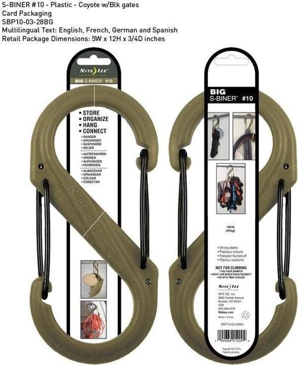 Nite-İze S-Biner Plastik Size 10 Coyote/Blk Gate - Image 1