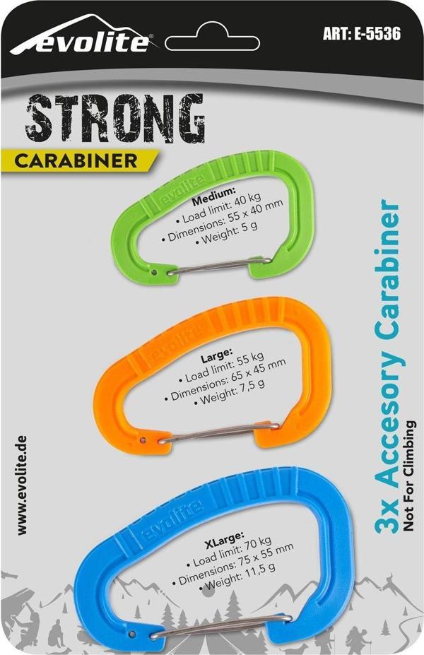 Evolite Strong 3'Lü Karabina Seti - Mavi/Turuncu/Yeşil - Image 1