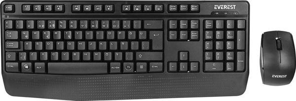 Everest KM-973 Siyah Kablosuz Q Klavye + Mouse Set - Image 1