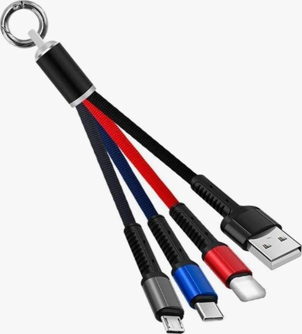 Petinka Şarj Kablosu 3 'in 1 USB Çıkışlı Mİikro TYPE-C 8pin Uyumlu Işıklı Anahtarlık Model  - Image 1