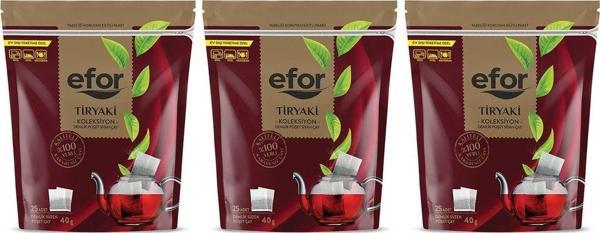 Efor  Demlik Poşet Çay Jumbo Tiryaki 40Gr 25 Li X 3 Adet - Image 1
