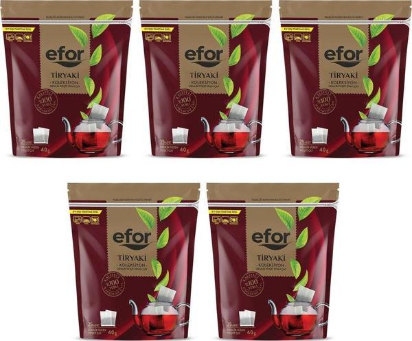 Efor  Demlik Poşet Çay Jumbo Tiryaki 40Gr 25 Li X 5 Adet - Image 1