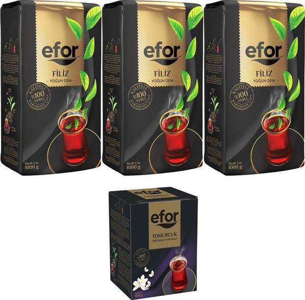 Efor  Filiz Siyah Dökme Çay 1.000Gr X 3 Adet + Tomurcuk Bergamot Aromalı 100Gr - Image 1