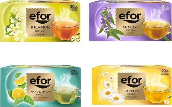 Efor  Ihlamur - Nane Limon - Papatya - Adaçayı 4'Lü Karma Set - Image 1