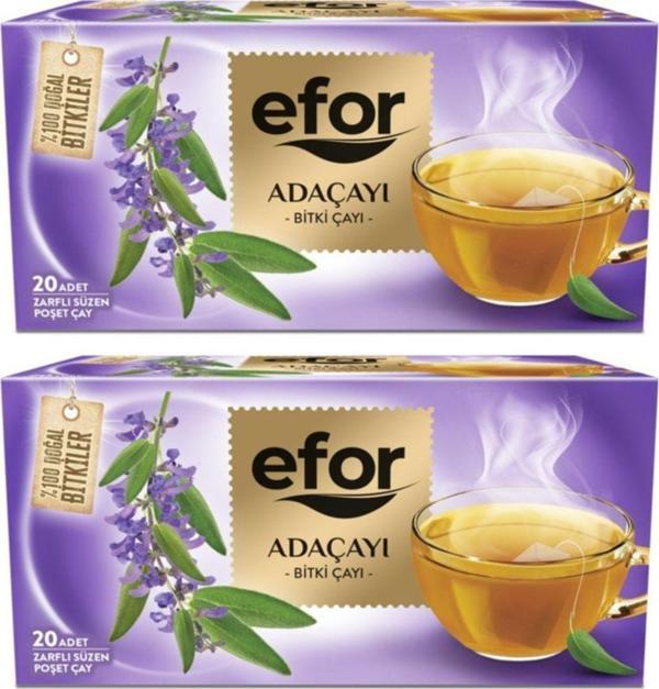 Efor Adaçayı Çayı 20Li 2Li Set - Bardak Poşet Çay - Bitki Çayı - 40 Adet - Image 1