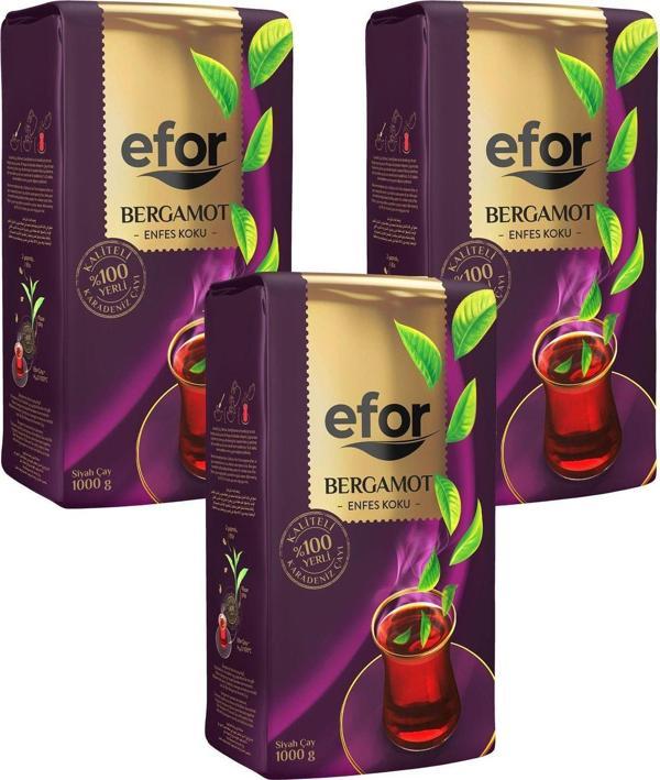 Efor Bergamot Aromalı Çay 1 Kg 3Lü Set - Dökme Siyah Çay - Bergamotlu Çay - Image 1