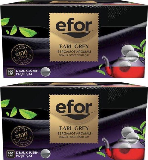 Efor Earl Grey Demlik Poşet Siyah Çay - 100'Lü 2'Li Set - Image 1
