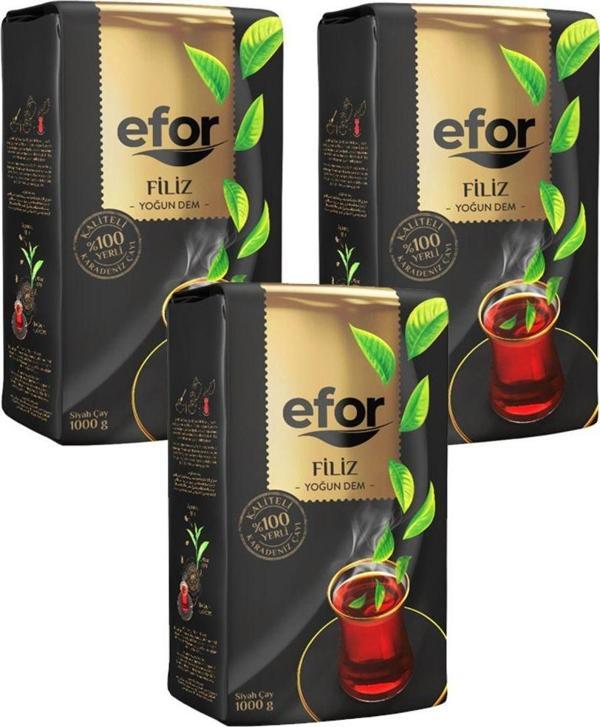 Efor Filiz Çay 1 Kg 3Lü Set - Dökme Filiz Siyah Çay - Image 1