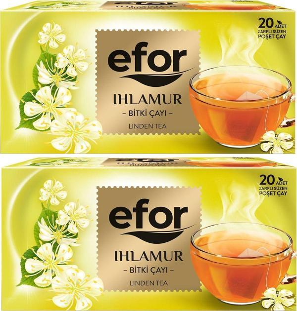 Efor Ihlamur Çayı 20Li 2Li Set - Bardak Poşet Çay - Bitki Çayı - 40 Adet - Image 1