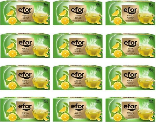 Efor Limonlu Yeşil Çay Bardak Poşet Bitki Ve Meyve Çayı 20 Li X 12 Adet - Image 1