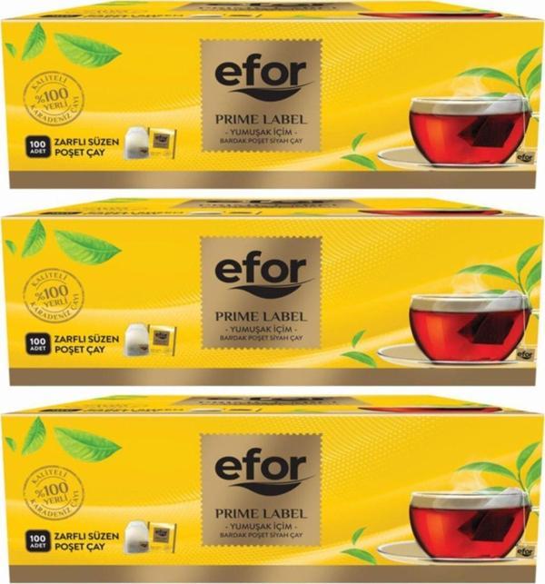 Efor Prime Label Bardak Poşet Çay 100 Adet 3Lü Set - Bardak Poşet Çay 300 Adet - Image 1