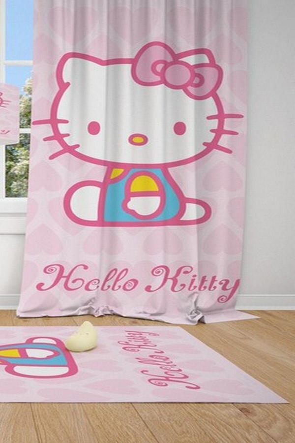 Cici Odam 1 Kanat Hello Kitty Çocuk Bebek Odası Perdesi Fon Perde - Image 1