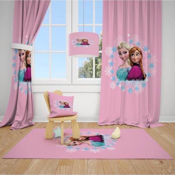 Cici Odam 2 Kanat Karlar Ülkesi Çizgi Dizi , Elsa ,anna Çocuk Bebek Odası Perdesi Fon Perde - Image 1