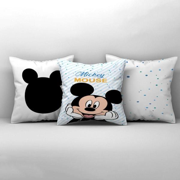 Cici Odam Çocuk Bebek Odası Kırlent Kılıfı Puantiyeli Mickey Mouse - Image 1
