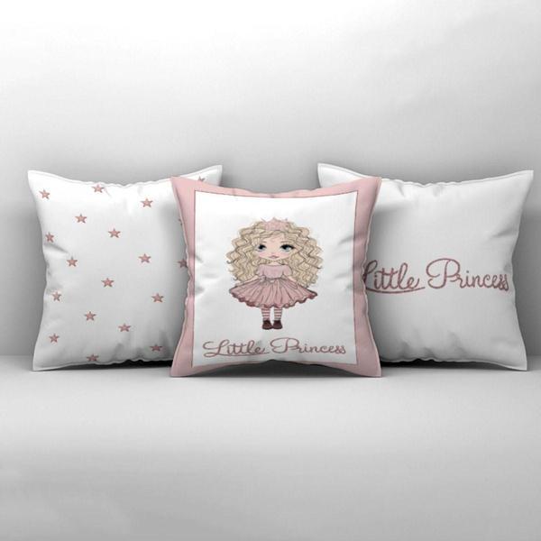 Cici Odam Çocuk Bebek Odası Kırlent Kılıfı Yıldızlı Little Princess - Image 1