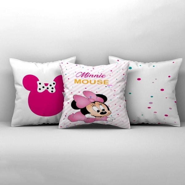 Cici Odam Çocuk Bebek Odası Kırlent Kılıfı Puantiyeli Minnie Mouse - Image 1
