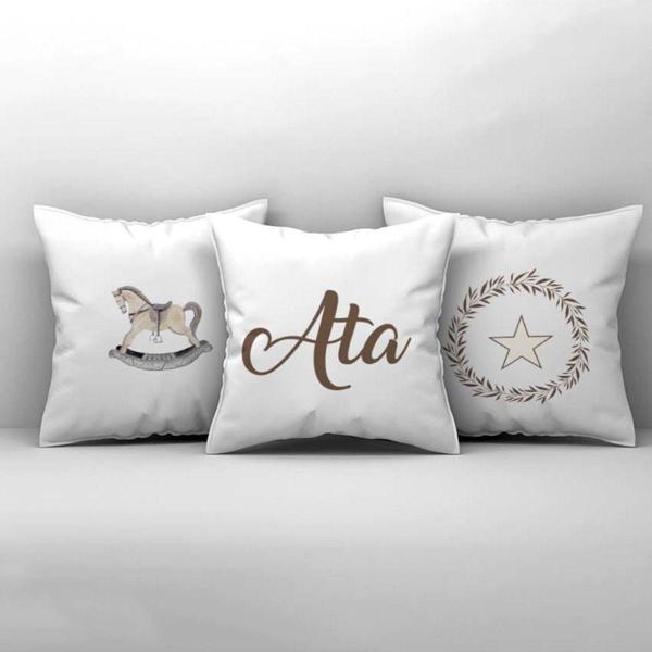 Cici Odam Çocuk Bebek Odası Kırlent Kılıfı Başak Sallanan At Ata - Image 1