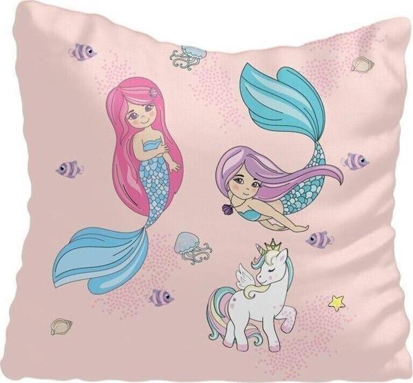 Cici Odam Deniz Kızları Ünicorn At Odası Kırlent Kılıfı - Image 1