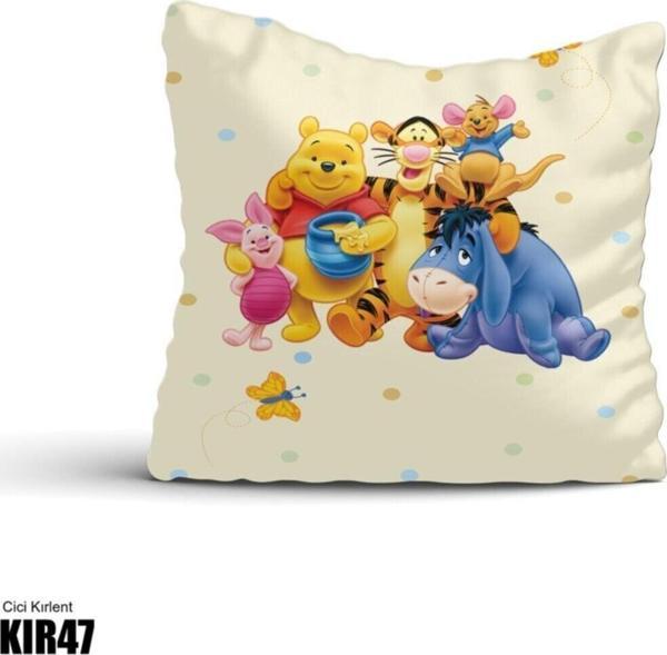 Cici Odam Winnie Pooh Puantiye, Aslan, Eşşek, Ayı, Kelebek Bebek Çocuk Odası Kırlent Kılıfı - Image 1