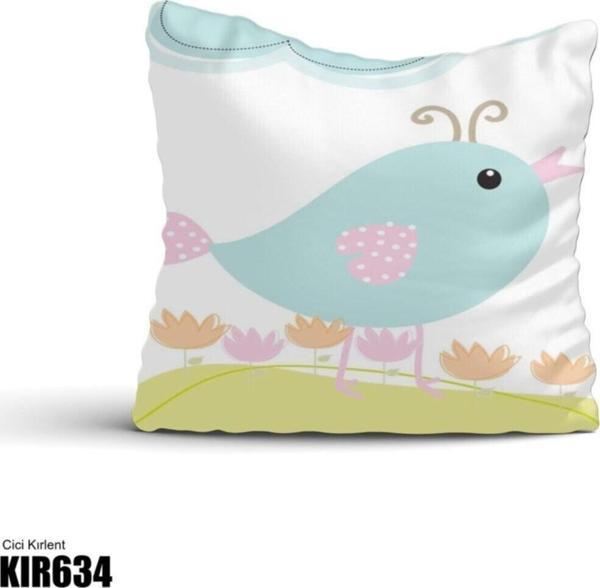 Cici Odam Kuş Doğa Çiçekler Çocuk Bebek Odası Kırlent Kılıfı - Image 1