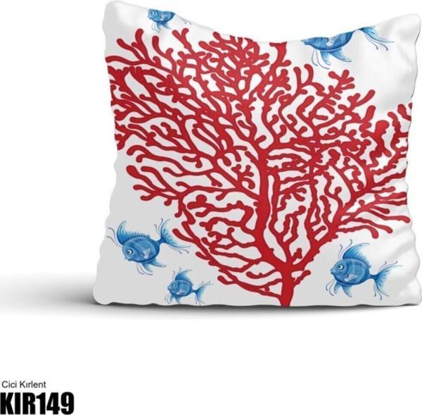 Cici Odam Kırmızı Mercan, Balık, Deniz Çocuk Bebek Odası Kırlent Kılıfı - Image 1