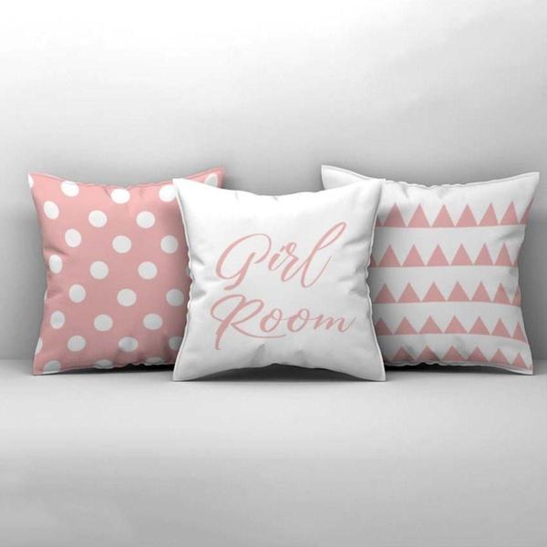 Cici Odam Çocuk Bebek Odası Kırlent Kılıfı Puantiyeli üçgen Girl Room - Image 1