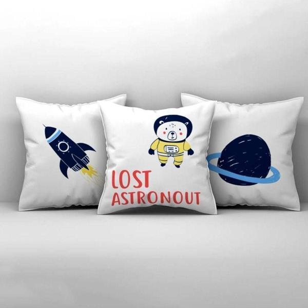 Cici Odam Çocuk Bebek Odası Kırlent Kılıfı Astronot Uzay Roket - Image 1