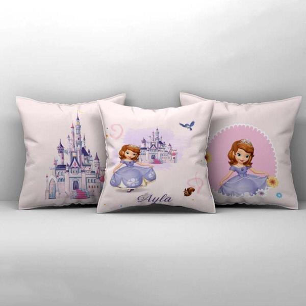 Cici Odam Çocuk Bebek Odası Kırlent Kılıfı Prensesli Şato ve Sincap - Image 1