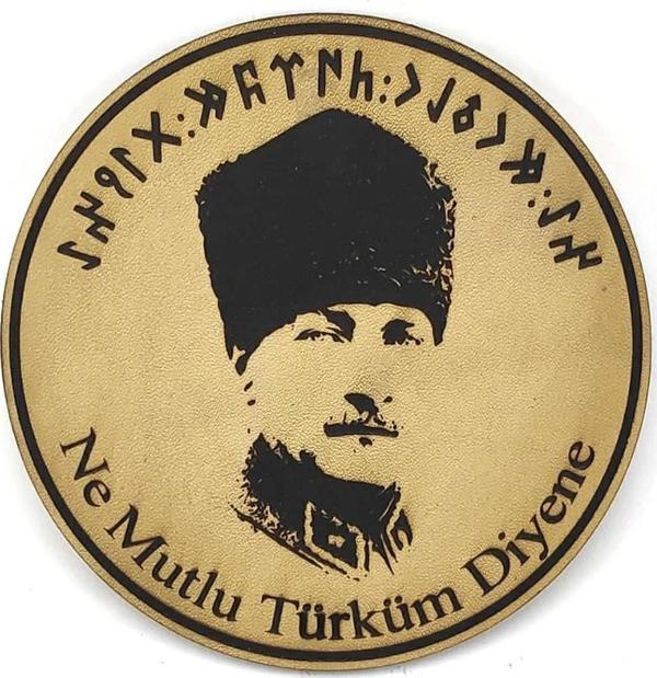 ATATÜRK Deri PEÇ  Ne Mutlu Türküm Diyene- Arma - Askeri Patch - Image 1