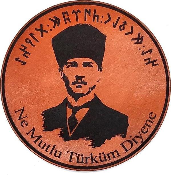 ATATÜRK Deri PEÇ  Ne Mutlu Türküm Diyene- Arma - Askeri Patch - Image 1
