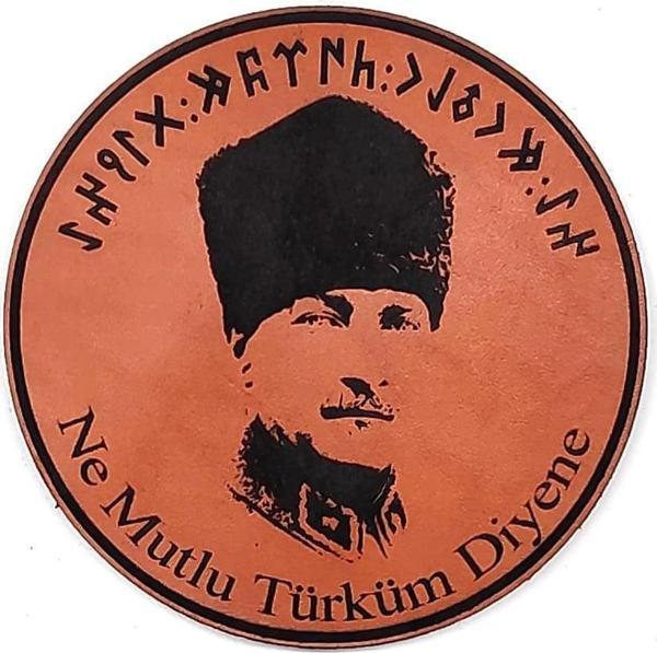 ATATÜRK Deri PEÇ  Ne Mutlu Türküm Diyene- Arma - Askeri Patch - Image 1
