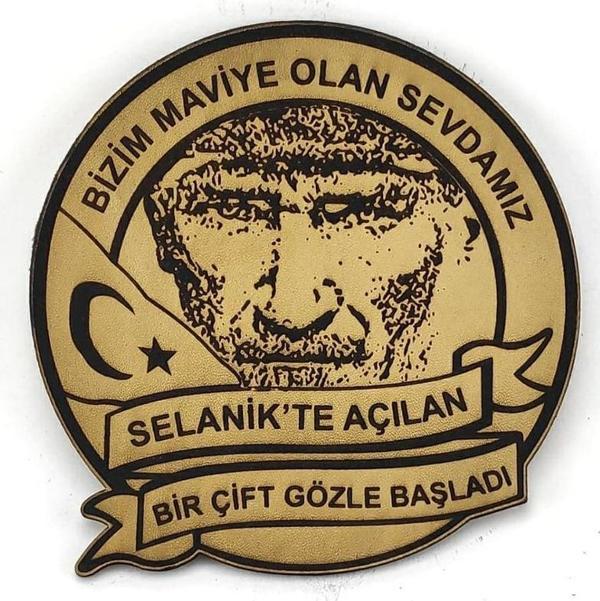 ATATÜRK Deri PEÇ BİZİM MAVİYE OLAN SEVDAMIZ- Arma - Askeri Patch - Image 1