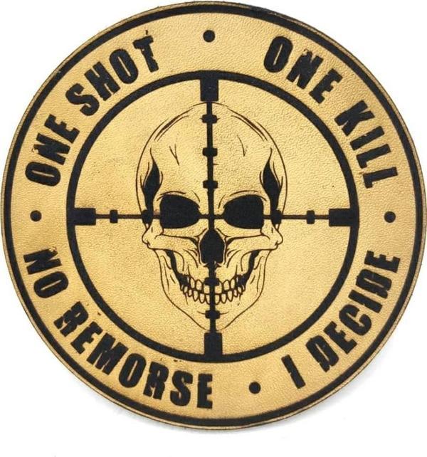 ONE SHOT ONE KILL KESKİN NİŞANCI Deri PEÇ - Arma - Askeri Patch - Image 1