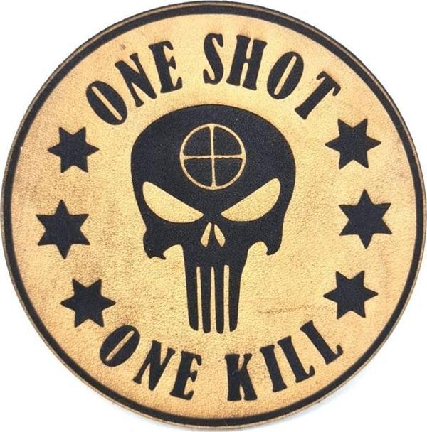 ONE SHOT ONE KILL KESKİN NİŞANCI Deri PEÇ - Arma - Askeri Patch - Image 1