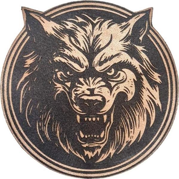 Vahşi Kurt -Yuvarlak  Deri Peç - Arma - Wolf Leather Patch - Image 1