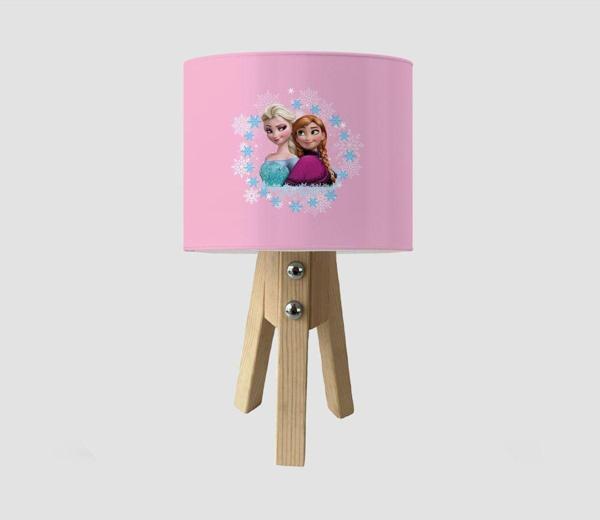 Cici Odam Çocuk Bebek Odası Abajur Pembe Zemin Elsa ve Anna - Image 1