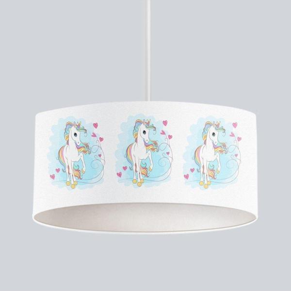 Cici Odam Çocuk Bebek Odası Sarkıt Avize Renkli Unicorn ve Kalpler - Image 1