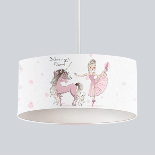 Cici Odam Çocuk Bebek Odası Sarkıt Avize Unicornlu Balerin Kız - Image 1