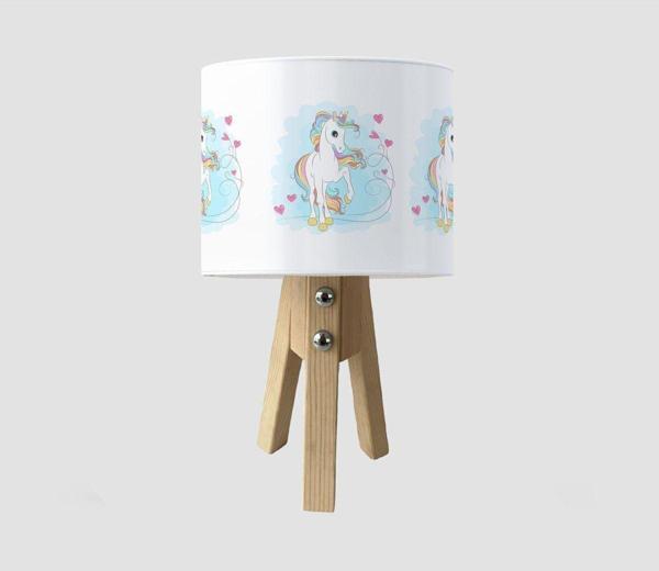 Cici Odam Çocuk Bebek Odası Abajur Renkli Unicorn ve Kalpler - Image 1